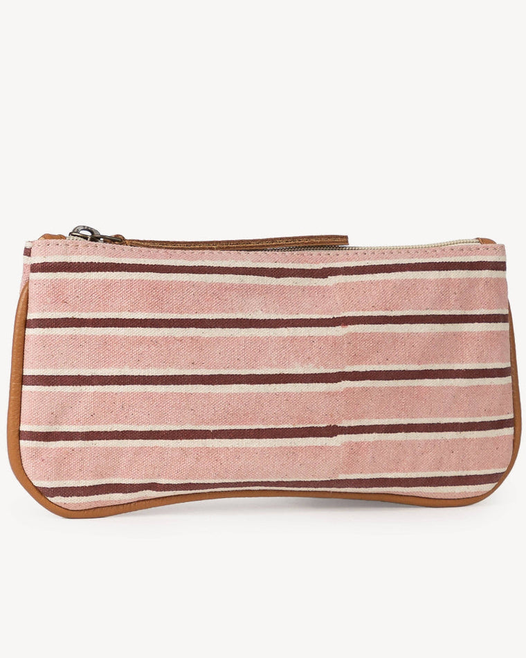 Block Print Pouch - Berry Stripe