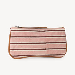 block print pink stripe pouch 