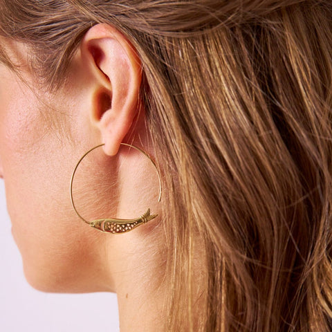 Sleek Hoop Earrings- Fish