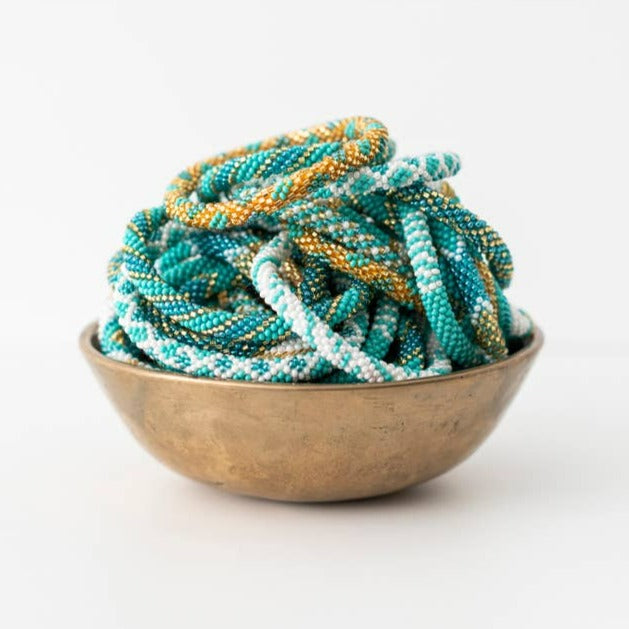 Aquamarine Roll-on Beaded Bracelets
