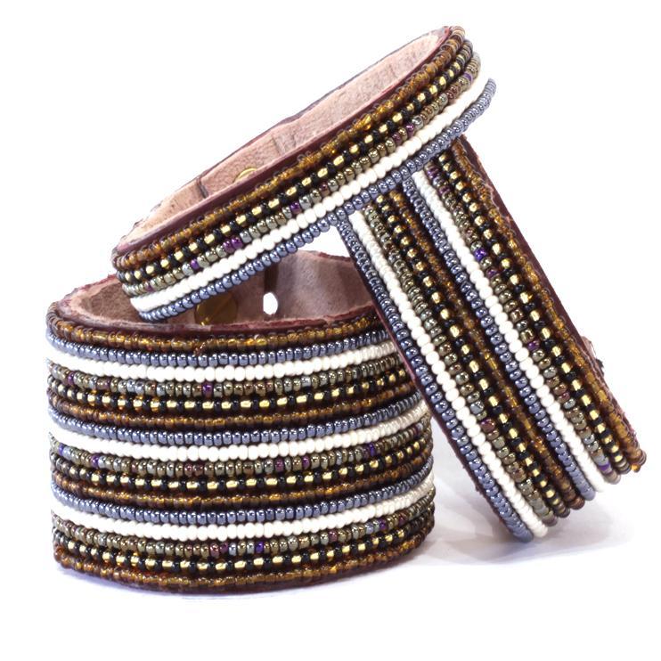 Naturals Beaded Leather Cuffs
