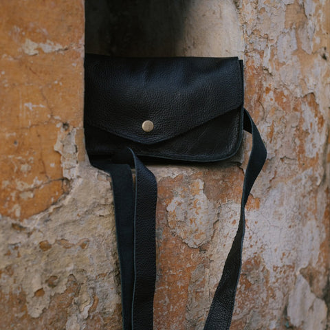Belt Bag / Crossbody- Black Leather