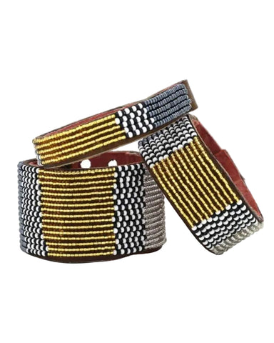 Swahili Coast Beaded Leather Cuffs are the perfect fair trade accessory....