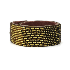 Gold + Black Beaded Leather Cuffs - Redemption Market