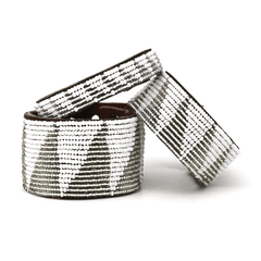 Silver Triangle Beaded Leather Cuff - Redemption Market