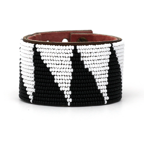 Triangle Beaded Leather Cuffs - Redemption Market
