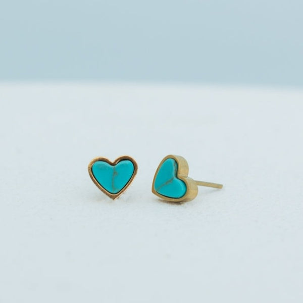 Turquoise Heart Studs