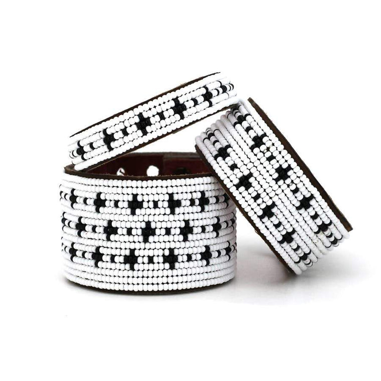 Stars Beaded Leather Cuffs