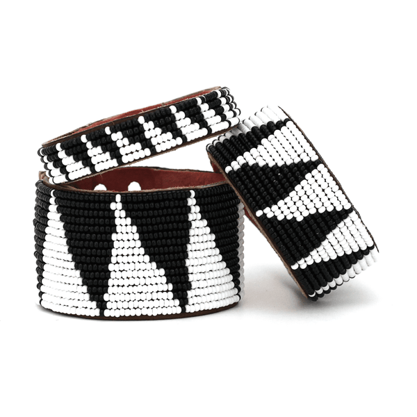 Triangle Beaded Leather Cuffs - Redemption Market